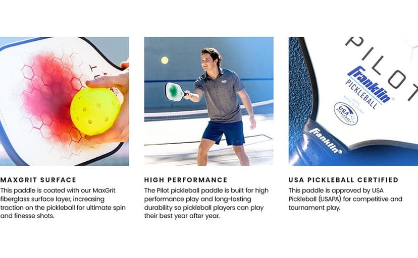 Franklin Sports Pickleball Paddle - Pilot Polypropylene Core Pickleball Racket - Official USA Pickleball (USAPA) Approved Pickleball Paddle - Lightweight Pro Racket - 10mm Thick Core