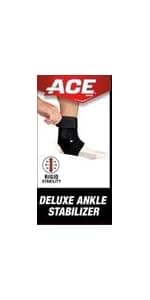 ACE Deluxe Ankle Stabilizer, Adjustable, Black, 1/Pack