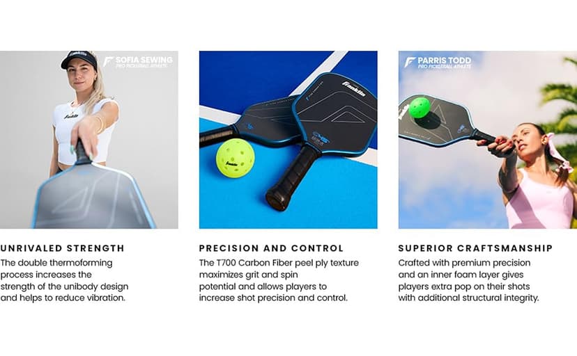 Franklin Sports C45 PRO Pickleball Paddles - Carbon Fiber Series Surface - Official USAP + UPA Approved Pickleball Paddle - 14mm + 16mm Polymer Cores