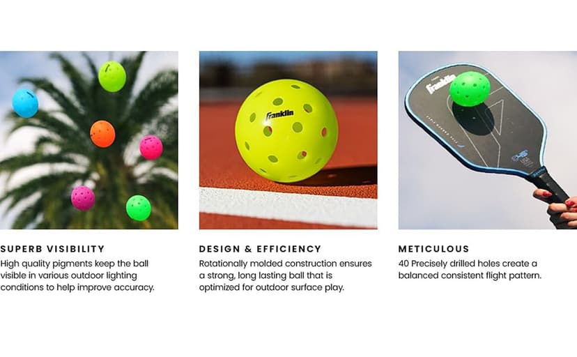 Franklin Sports X-40 Outdoor Pickleballs - Official Ball of USA Pickleball, APP Tour + Pickleball US Open - 3 Packs, 12 Packs, 36 Pickleball Buckets, 50, 100 + 400 Bulk Packs of Regulation Pickleballs