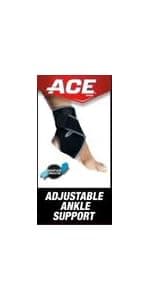 ACE Deluxe Ankle Stabilizer, Adjustable, Black, 1/Pack
