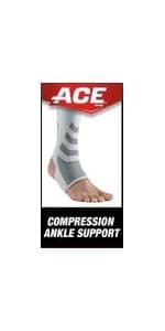 ACE Deluxe Ankle Stabilizer, Adjustable, Black, 1/Pack