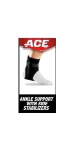 ACE Deluxe Ankle Stabilizer, Adjustable, Black, 1/Pack