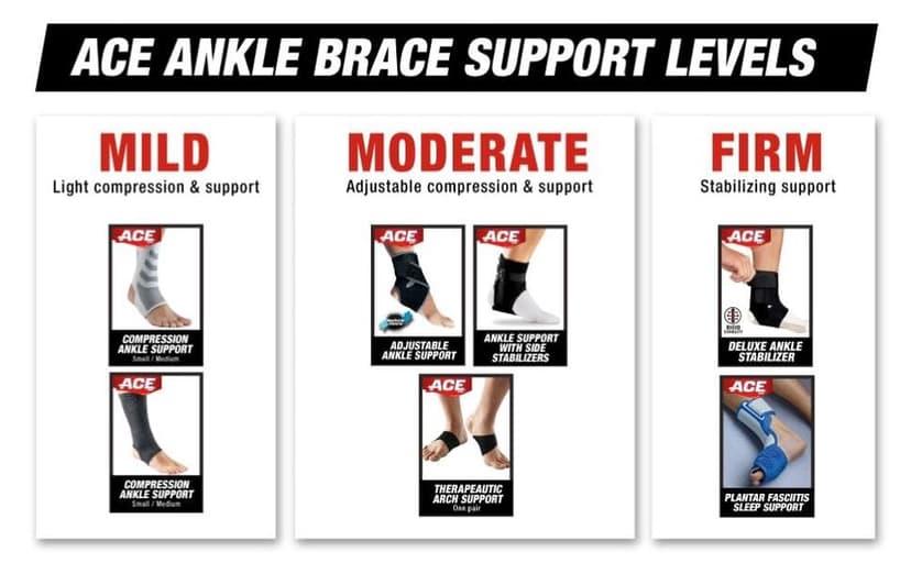 ACE Deluxe Ankle Stabilizer, Adjustable, Black, 1/Pack