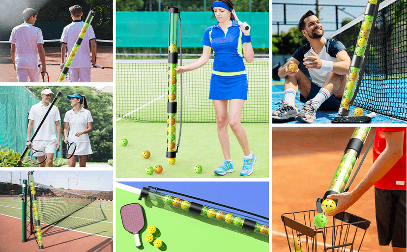 17 Balls Pickleball Ball Retriever & Ball Holder Storage with Strap, Back Saver for Pickleball Accessories, Quick for Pickleball Tube Ball Pickup