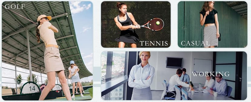 SANTINY 19" Golf Skorts Skirts for Women Zipper Pockets Knee Length Skort Women's High Waist Athletic Tennis Skirt