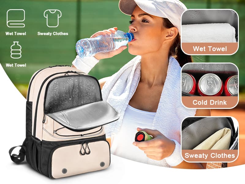 Tennis Bag Holds 2 Rackets, Professional Tennis Bags for Women, Tennis Backpack with Ventilated Shoe Compartment