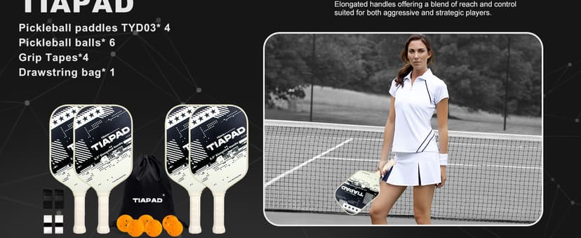 Pickleball Paddles Set of 2/4, USAPA Approved, Foam Molding 5.5" Long Handle, Lightweight, Fiberglass 16mm, Textured Surface, Elongated Pickle Ball Rackets 2 Pack for Beginner