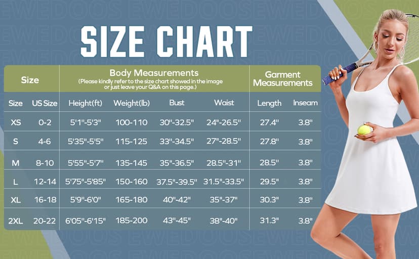 Womens Tennis Dress, Athletic Dress with Built-in Bra & Shorts Pockets Summer Dresses for Women Golf Outfits for Workout