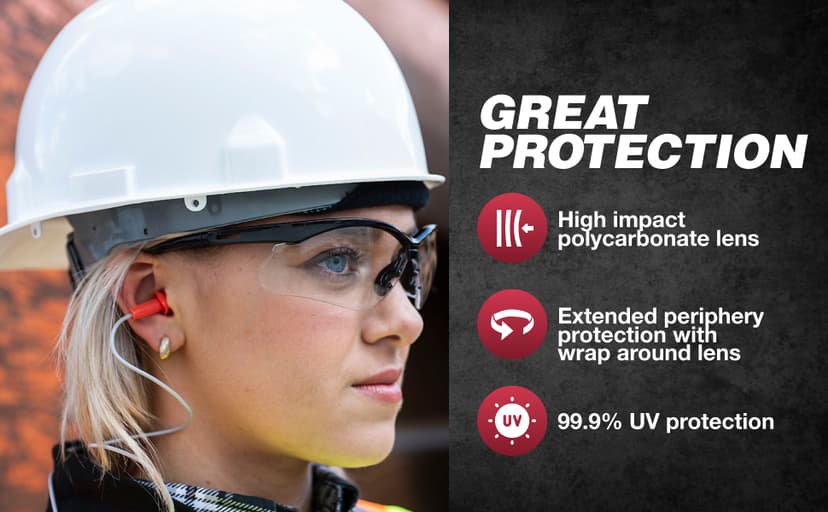 Jackson Safety SG Safety Glasses - Eye Protection for Men & Women - Anti-Scratch Lens with Black Frame - ANSI Z87.1 - Pack of 3 (Multiple Styles)