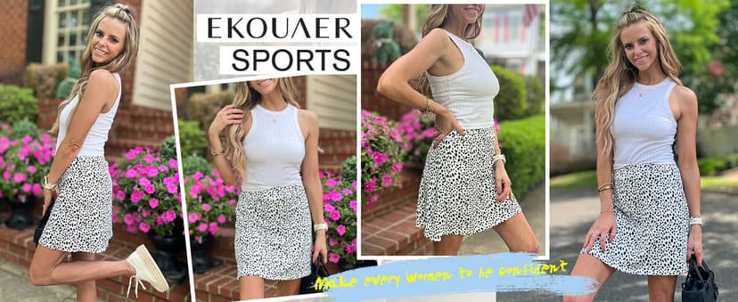 Ekouaer Women's Active Performance Skort Lightweight Skirt for Running Tennis Golf Workout Sports
