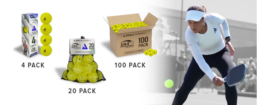 JOOLA Primo Pickleball Balls - Tournament Indoor and Outdoor Pickleball Balls - USAPA Approved - Ideally Weighted and Precision Crafted 40 Hole Design Official Size - Choose 4, 20, 100 Pack