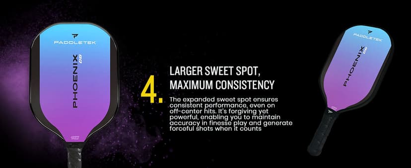 Paddletek Phoenix G6 Pickleball Paddle | Professional Pickleball Paddles with Honeycomb Core, Polycarbonate Surface, Graphite PolyCore & High Tack Performance Grip | USAPA Approved