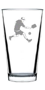 Designated Dinker - Pint Glass for Beer - Funny Pickleball Themed Decor and Gifts - 16 oz Glasses
