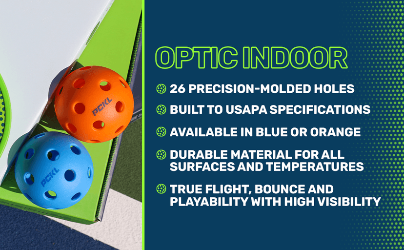 PCKL Optic Speed Pickleball Balls | Choose Indoor or Outdoor Pickleballs | USAPA Tournament Aproved | 4 Pack Crack-Resistant