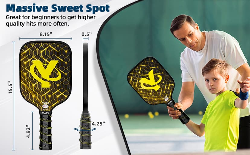 Pickleball Paddles, USAPA Approved Pickleball Paddle Set of 4, Fiberglass Surface Pickleball Set, 4 Pickleball Balls, 4 Cooling Towels, Pickleball Bag, Pickle Ball Paddle for Men Women