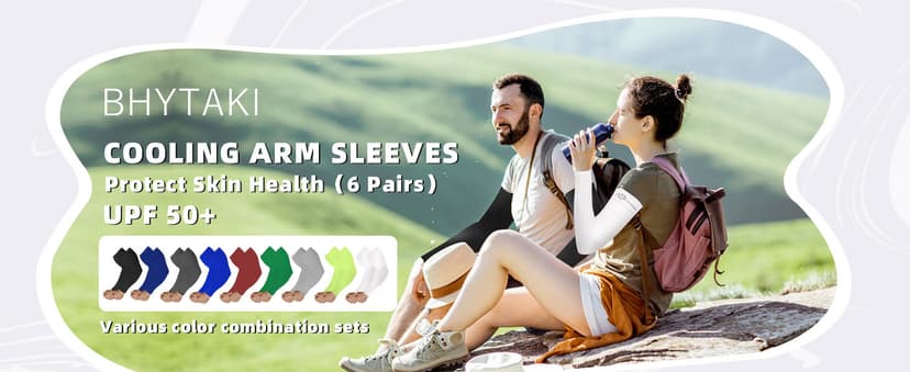 BHYTAKI UV Sun Protection Arm Sleeves, UPF 50 Sports Cooling Arm Compression Sleeves for Men Women Teenager