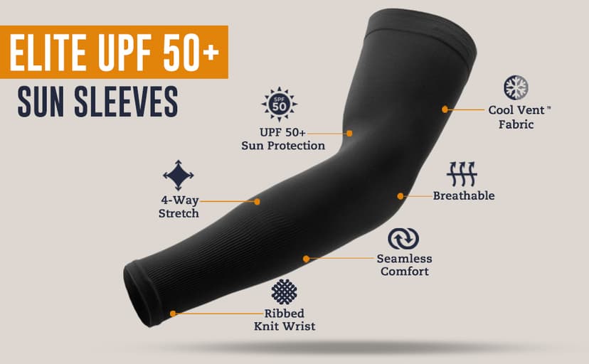 OutdoorEssentials UV Sun Protection Arm Sleeves - Compression Arm Sleeve, UV Arm Sleeves Men, Women - Golf Cooling Sleeves