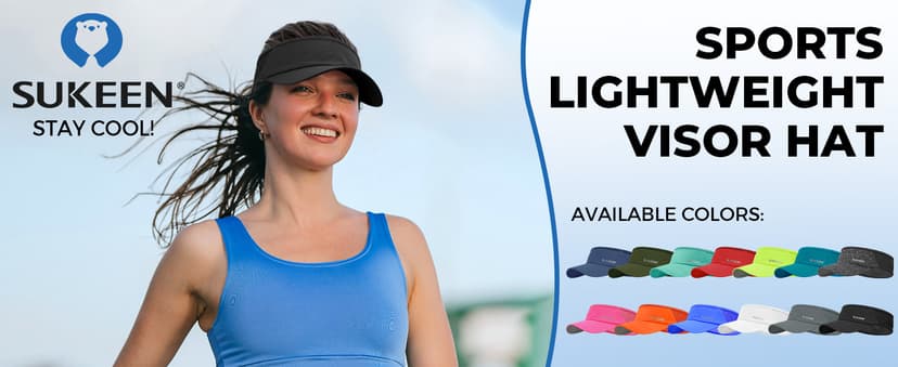 Sukeen Sports Sun Visor Men Women Lightweight Packable Cooling Stretchy Visor Hat for Running, Tennis, Golf