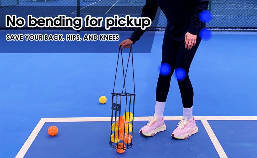 Portable Pickleball & Tennis Ball Collector - Pickleball Retriever Basket Carrier Gatherer Picker Hopper Container for Picking and Storage Training Tool for Ball