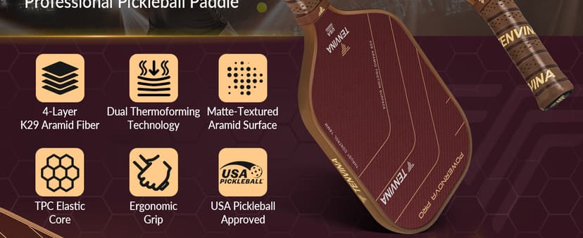 TENVINA Pickleball Paddles, Thermoforming 4-Layer T700SC Friction Carbon Fiber Pickleball Paddle, Professional Pickleball Paddle USAPA Approved with Strong Power and Spin for Athletes