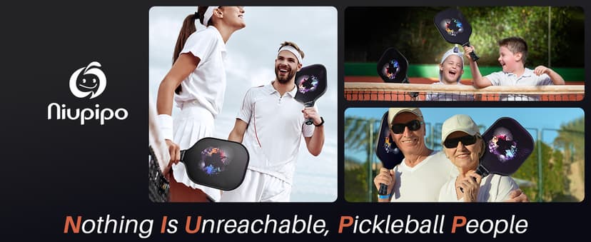 niupipo Pickleball Paddles Set of 2/4/1, USAPA Approved Graphite Carbon Fiber Pickleball Rackets, Polypropylene Honeycomb Core, Cushion 4.72In Grip, Bag/Cover, Pickle Ball Paddle Set for Men Women