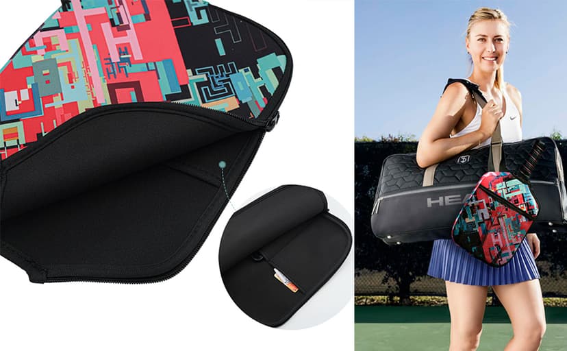 HEYSKAY Pickleball Paddle Cover Pickleball Racket Sleeve Bag with Handle Strap Pickle-Ball Equipment Protective Paddle Sleeve with Mesh Pocket