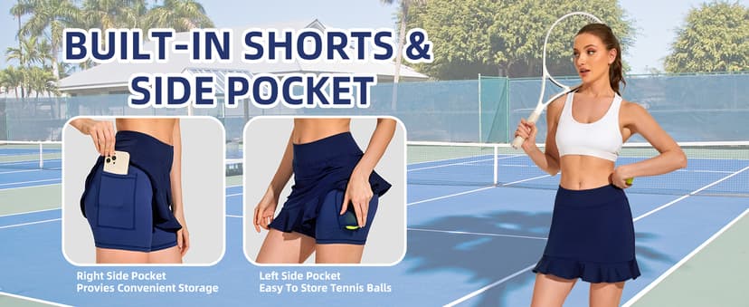 M MOTEEPI Tennis Skirt with Shorts Golf Skorts for Women Dressy Pickleball Skort Golf Outfits Clothes Athletic Skirts