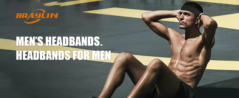 Braylin Men's Headbands, 3-Pack Head Band for Men, Sport Sweatbands for Running Fitness Yoga Cycling, Sweat Wicking Non Slip