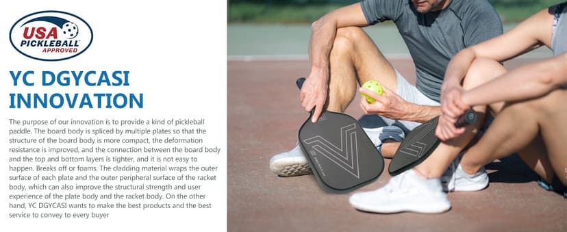 YC DGYCASI 16mm Pickleball Paddles Professional, 2025 USAPA Approved T700 Carbon Fiber Surface Pickle Paddle(CFS), Polypropylene Lightweight Honeycomb Core, Cushion Comfort Grip, with Cover Case Black