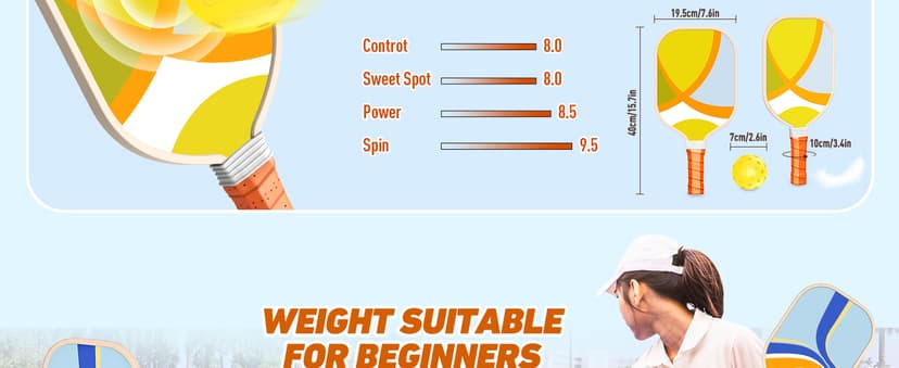 Pickleball Paddles Set of 4, Premium Wood with 4 Indoor & Outdoor Pickleball Balls and 1 Carry Bag, Pickleball Rackets with Ergonomic Cushion Grip for Beginner & Professional Gifts for Women Men Youth