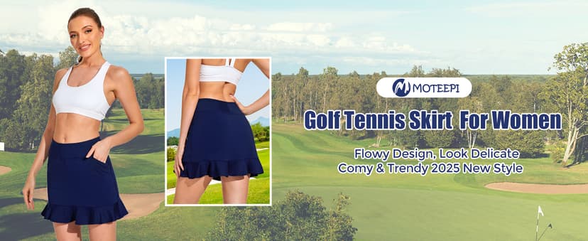 M MOTEEPI Tennis Skirt with Shorts Golf Skorts for Women Dressy Pickleball Skort Golf Outfits Clothes Athletic Skirts