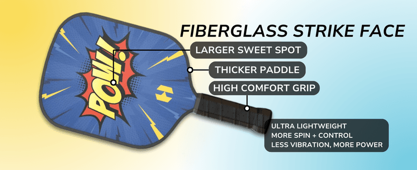 Helium Pickleball Paddle for Kids – Child Size Paddle for Children 12 and Under, Lightweight Honeycomb Core, Graphite Strike Face, Pickleball Paddle & Drawstring Bag - POW!