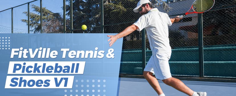 FitVille Men‘s Wide Pickleball Shoes All Court Tennis Shoes with Arch Support for Plantar Fasciitis