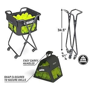 GoSports Ball Caddy with Wheels - Portable Cart holds 140 Pickleballs or 175 Tennis Balls