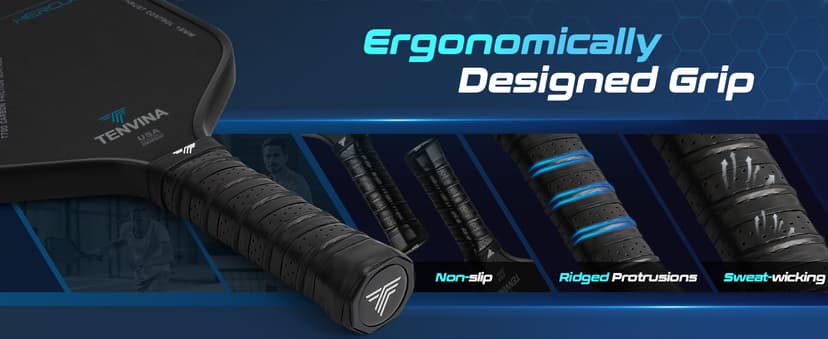 TENVINA Pickleball Paddles, Multi-Layer T700SC Textured Carbon Fiber Pickleball Paddle, 4-Types of Shapes and Thicknesses, USAPA Approved Pickle Ball Paddle, Strong Spin and Power Surface