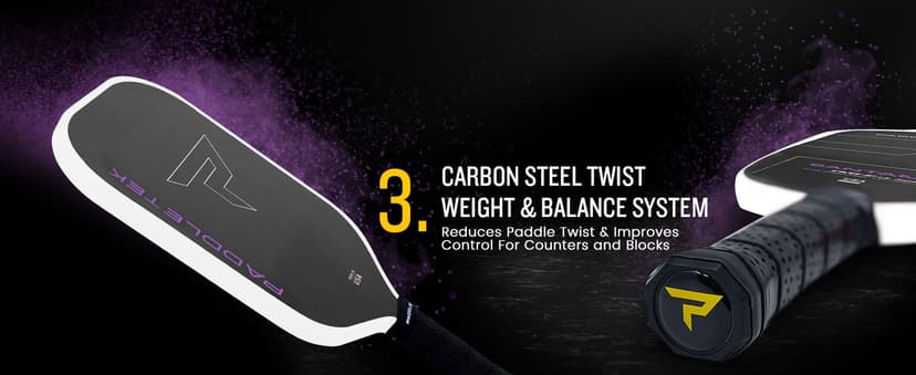 Paddletek Bantam TKO-C 14.3mm Pickleball Paddles with Polymer Honeycomb Core - Unidirectional Carbon Fiber – Torsional Weighting & High Tack Performance Grip - USAPA Approved - 5.25 Inch Handle