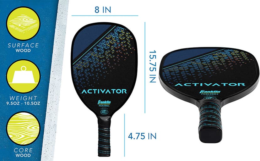 Franklin Sports Pickleball Paddle and Ball Set - Wooden Pickleball Rackets + Pickleballs - Activator - USA Pickleball (USAPA) Approved