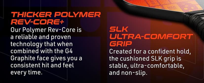 SLK Latitude 2.0 Pickleball Paddle | G4 Graphite Pickleball Paddle Face | Rev-Core+ Technology with SpinFlex Surface | Redesigned for Performance and Control