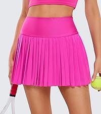 CRZ YOGA High Waisted Flowy Tennis Skirts for Women Pleated Casual Golf Athletic Pickleball Skorts with Shorts Pockets