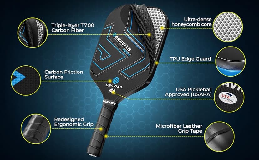 Pickleball Paddles Set of 2 USAPA Approved T700 Raw Carbon Fiber Pickleball Paddle, Friction Surface Pickleball Rackets with 4 Balls 1 Pickleball Bag, Pickle Ball Paddle Set for Men and Women