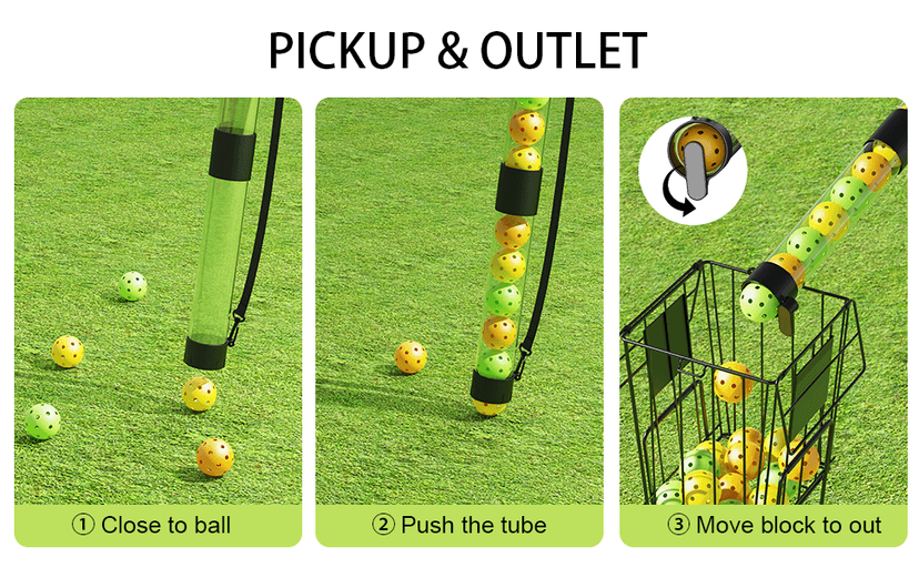 17 Balls Pickleball Ball Retriever & Ball Holder Storage with Strap, Back Saver for Pickleball Accessories, Quick for Pickleball Tube Ball Pickup