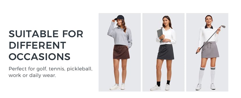 CRZ YOGA 4-Way Stretch Skirts for Women High Waisted Work Casual Golf Tennis Skirt Skorts with 5 Pockets