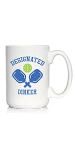 Designated Dinker - Pint Glass for Beer - Funny Pickleball Themed Decor and Gifts - 16 oz Glasses