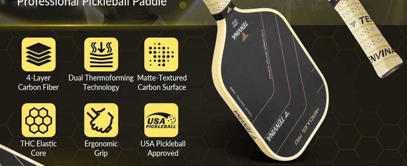 TENVINA Pickleball Paddles, Thermoforming 4-Layer T700SC Friction Carbon Fiber Pickleball Paddle, Professional Pickleball Paddle USAPA Approved with Strong Power and Spin for Athletes
