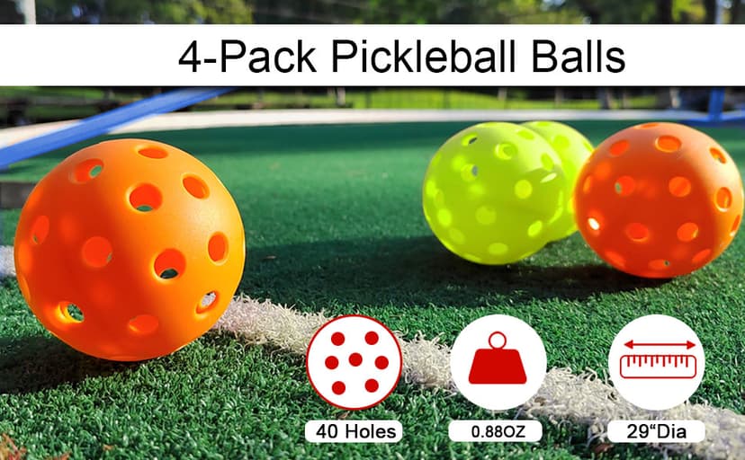 Zdgao Pickleball Net for Driveway with 22FT Regulation Size Pickleball Net, 4 Outdoor Pickleballs and Carry Bag, Weather Resistance Strong Steel Frame