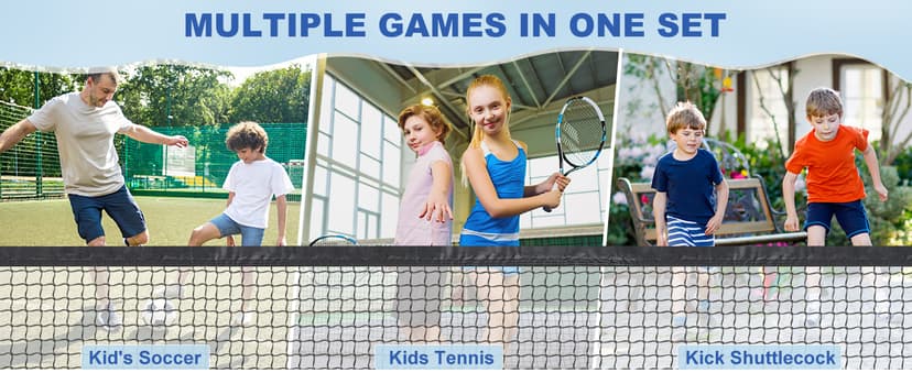 Pickleball Net Set, Portable Pickleball Set w/Wheels, 11ft & 22ft Regulation Size Pickel Ball Net, Set of 4 Balls and Paddles, Heavy Duty Frame for Backyard Driveway Outdoor
