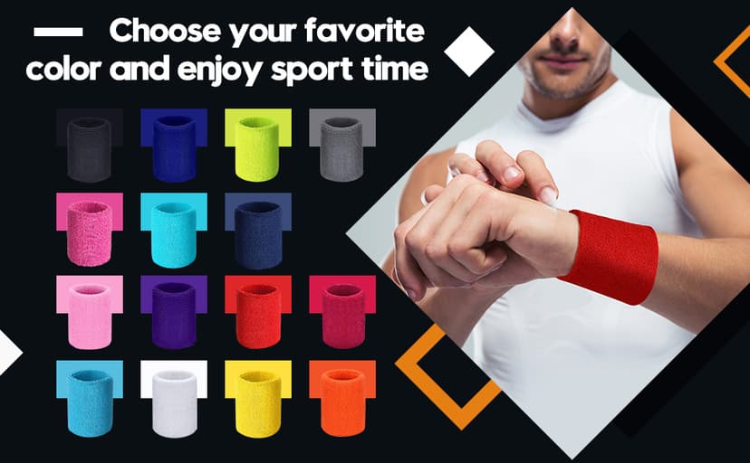 Willbond 6 Pcs Wrist Sweatbands Sports Wristbands for Competitions Absorbent Sweatbands for Basketball Tennis Football Running Working