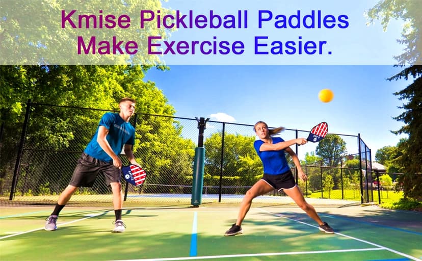 Kmise Pickleball Paddles Set of 4, 7.8oz Lightweight 9-ply Premium Wood Pickleball Racquet with 6 Indoor Outdoor Balls and Bag, Ergonomic Cushion Grip Pickleball Paddles Gifts for Men Women