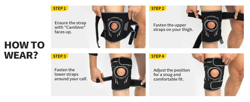 CAMBIVO Elite Motion Series Knee Brace for Women & Men with Side Stabilizers, Patella Knee Brace for Meniscus Tear, Knee Support for Knee Pain Relief, Running, Basketball, Workouts (Black, Large)